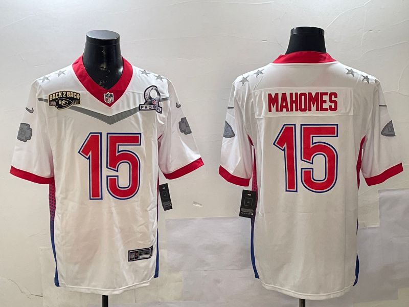 Men Kansas City Chiefs #15 Mahomes White All star 2025 Nike Vapor Limited NFL Jersey style 4